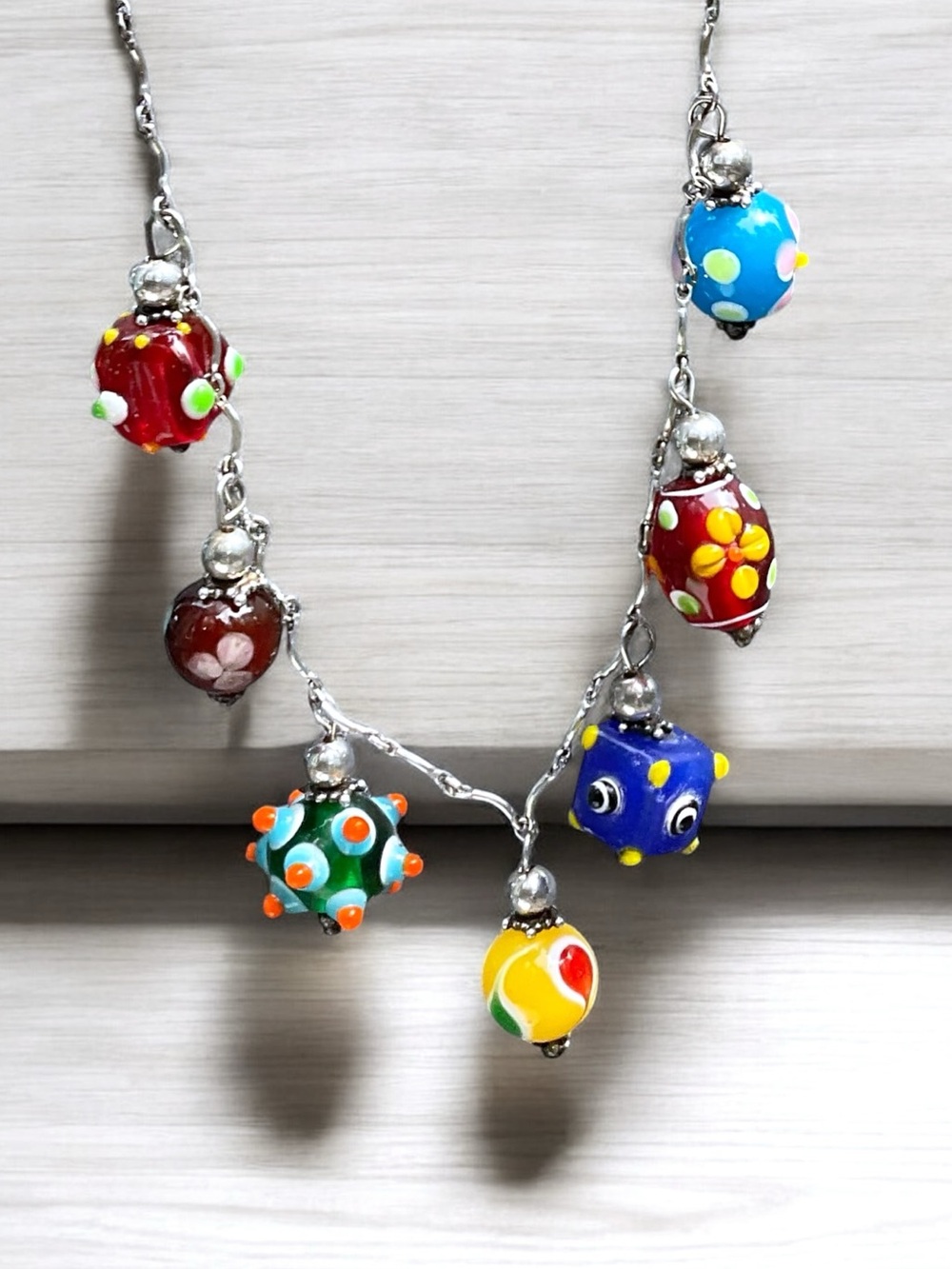 🌺Artisan Sterling & Lampwork Glass Necklace